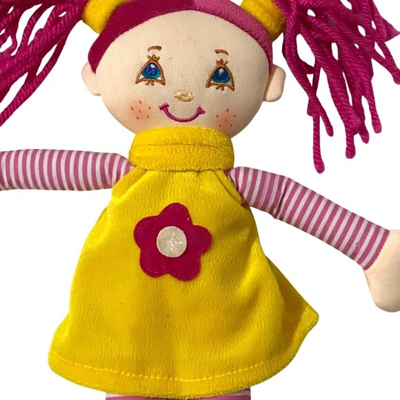 Vintage 90s Fickled Felicity Cloth Doll Girl Pink Hair Blue Eyes Smiling Face - Picture 1 of 6